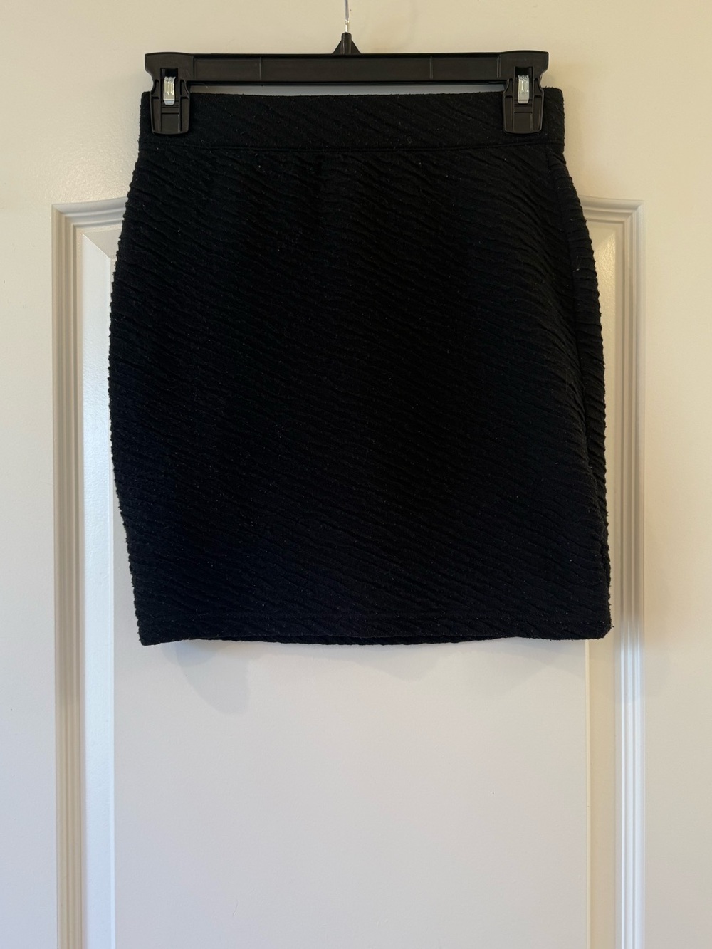 Free People Black Textured Knit Mini Pencil Skirt
